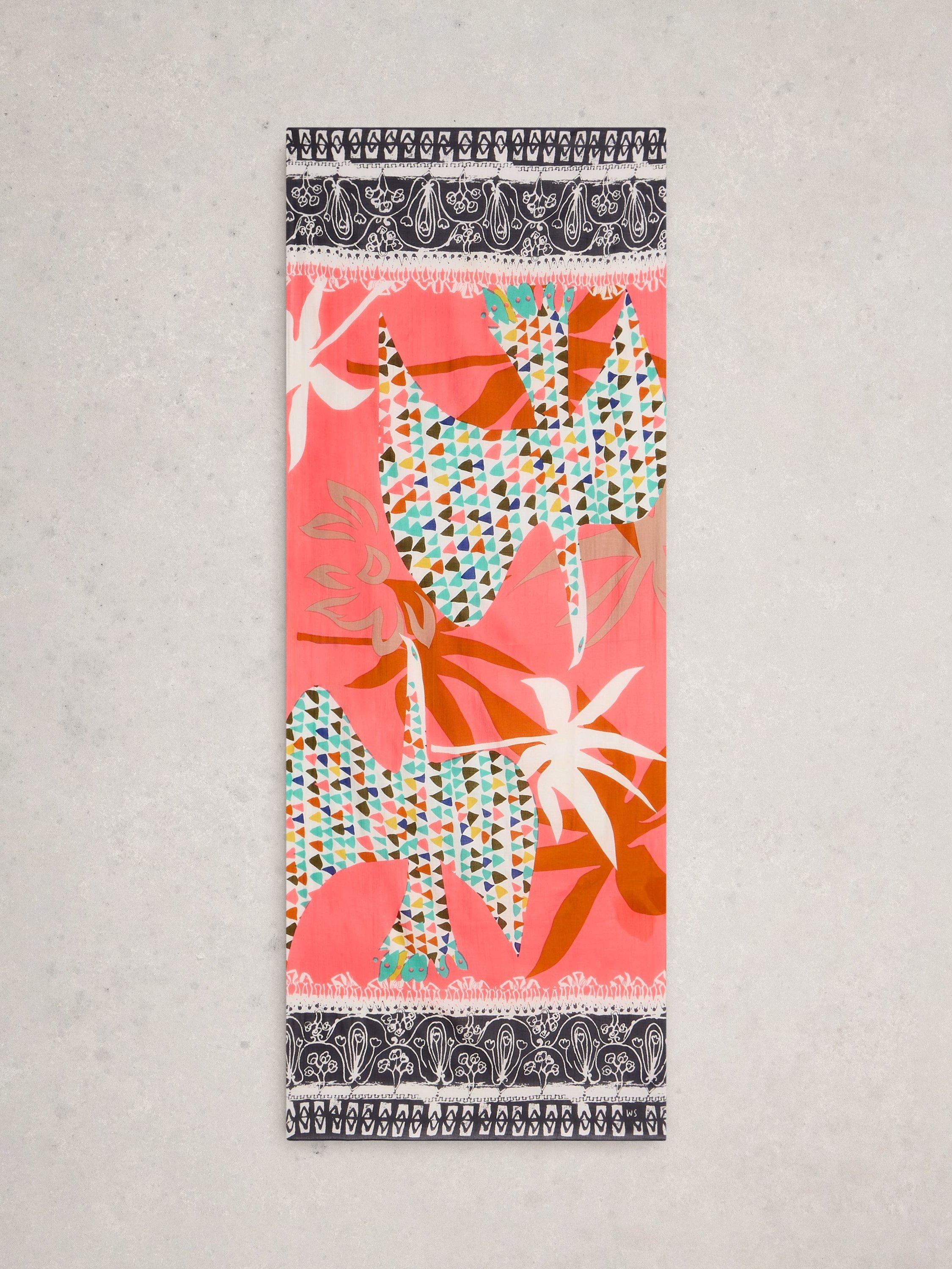 Product image 2 of 3, which shows White Stuff Callie Graphic Print Scarf, Pink/Multi, One Size