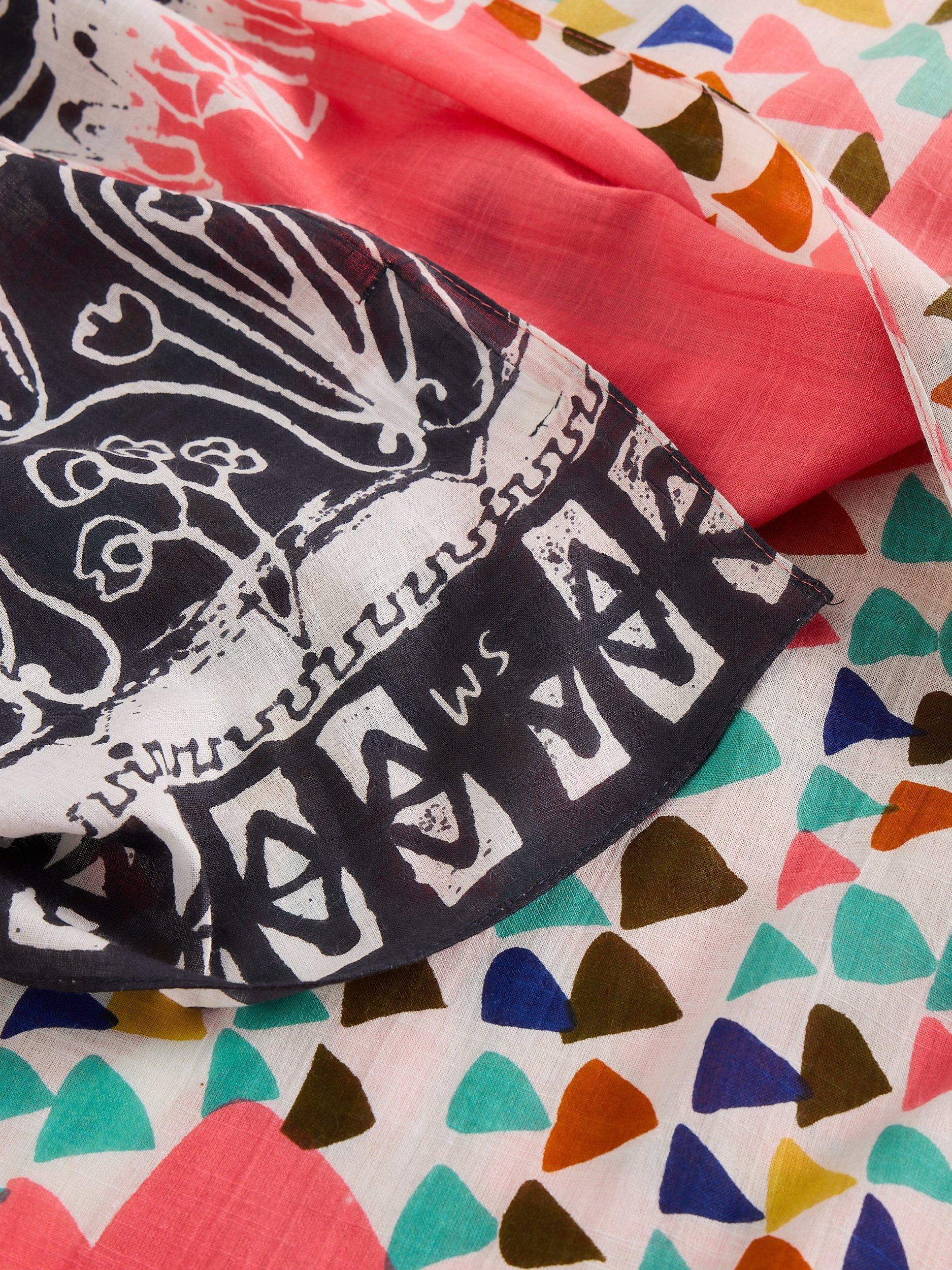 Product image 3 of 3, which shows White Stuff Callie Graphic Print Scarf, Pink/Multi, One Size