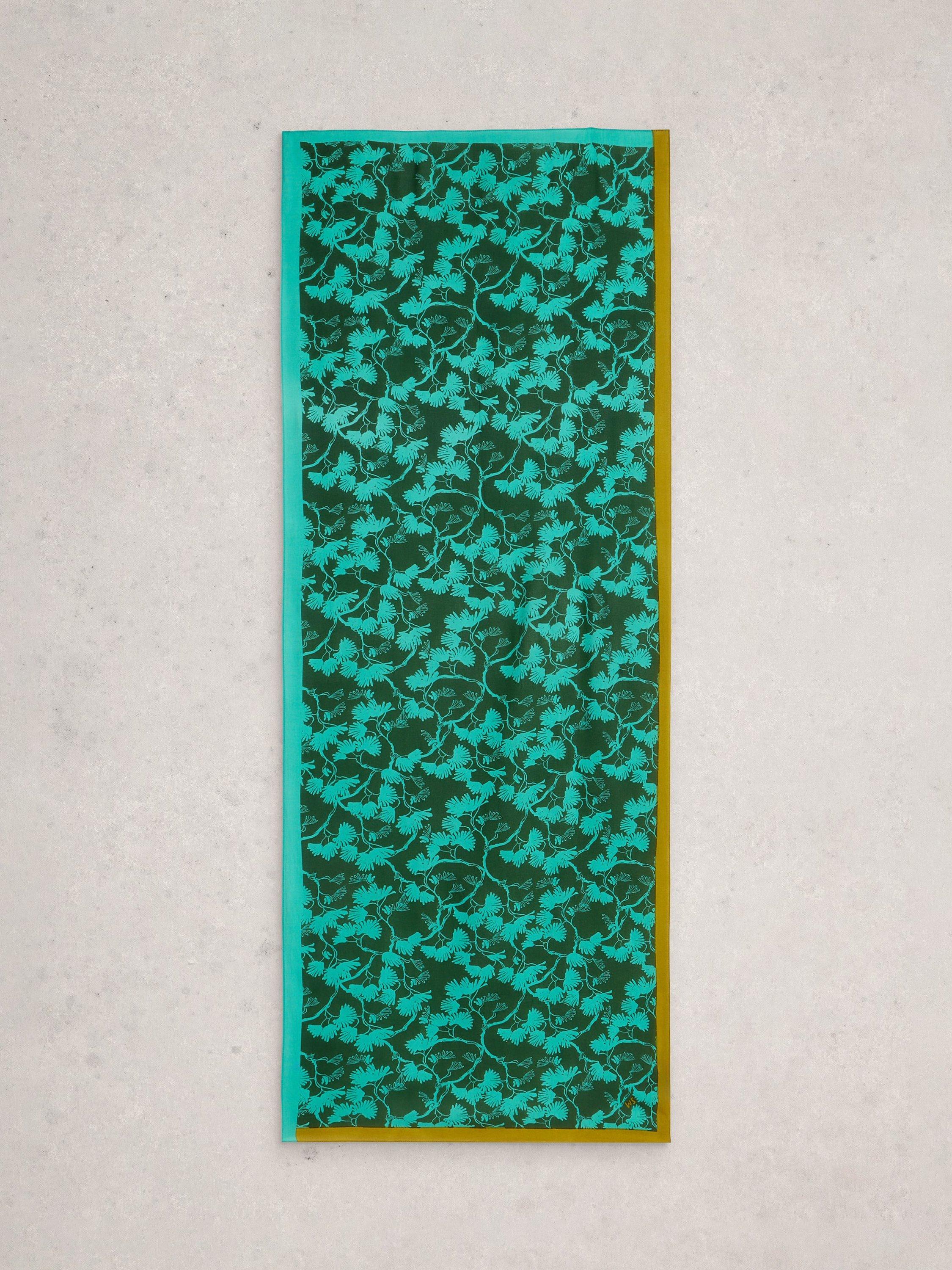 Product image 2 of 3, which shows White Stuff Sophie Nature Print Scarf, Teal, One Size