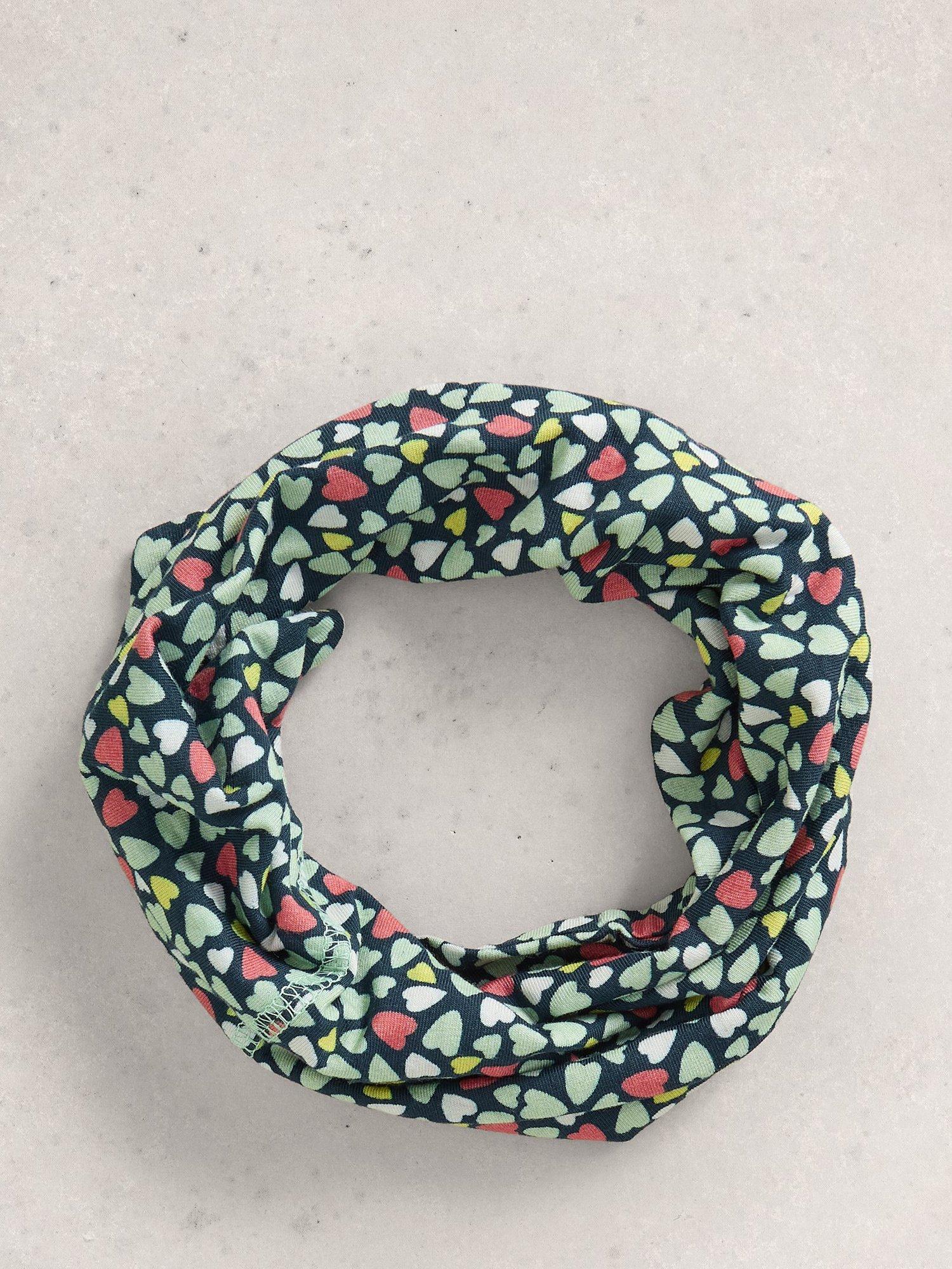 Product image 1 of 4, which shows White Stuff Heart Versatile Roll Scarf, Navy/Multi