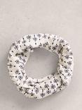White Stuff Floral Stripe Versatile Roll Scarf, Ivory