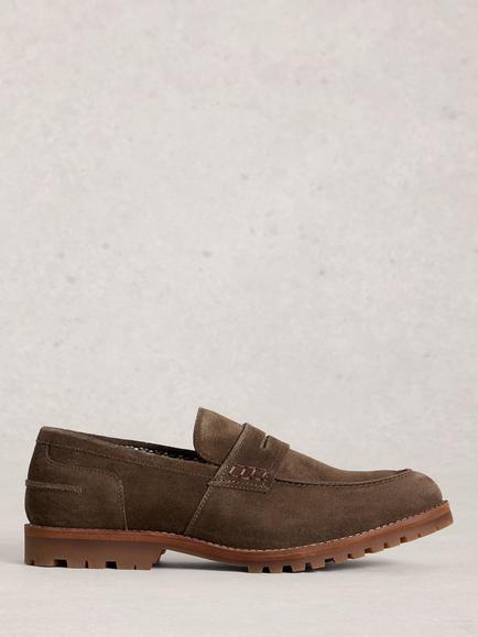 White Stuff Logan Suede Loafers, Dark Brown