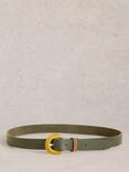 White Stuff Colour Block Leather Belt, Khaki Green