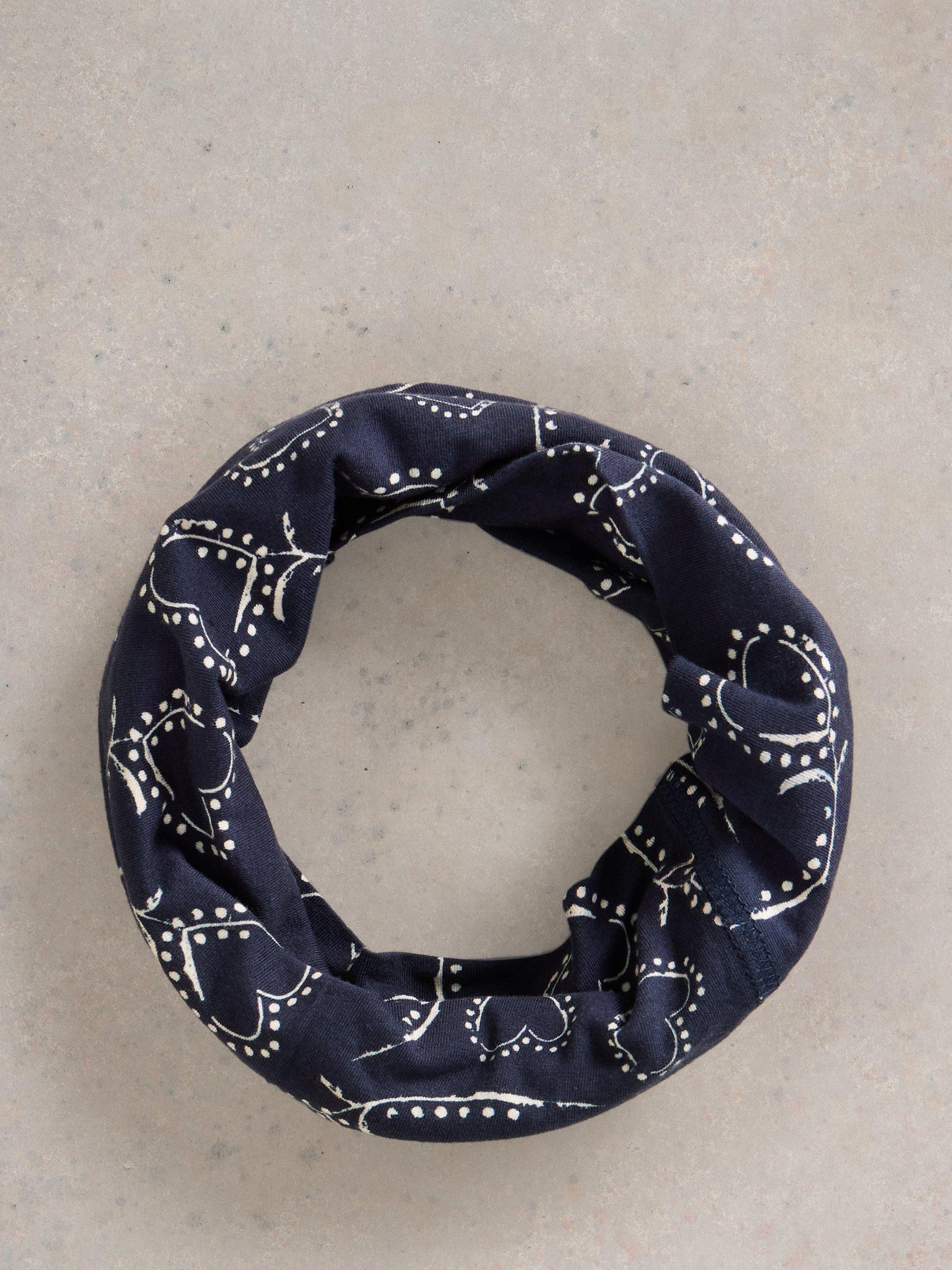 Product image 1 of 4, which shows White Stuff Swirling Heart Versatile Roll Scarf, Navy