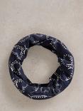 White Stuff Swirling Heart Versatile Roll Scarf, Navy