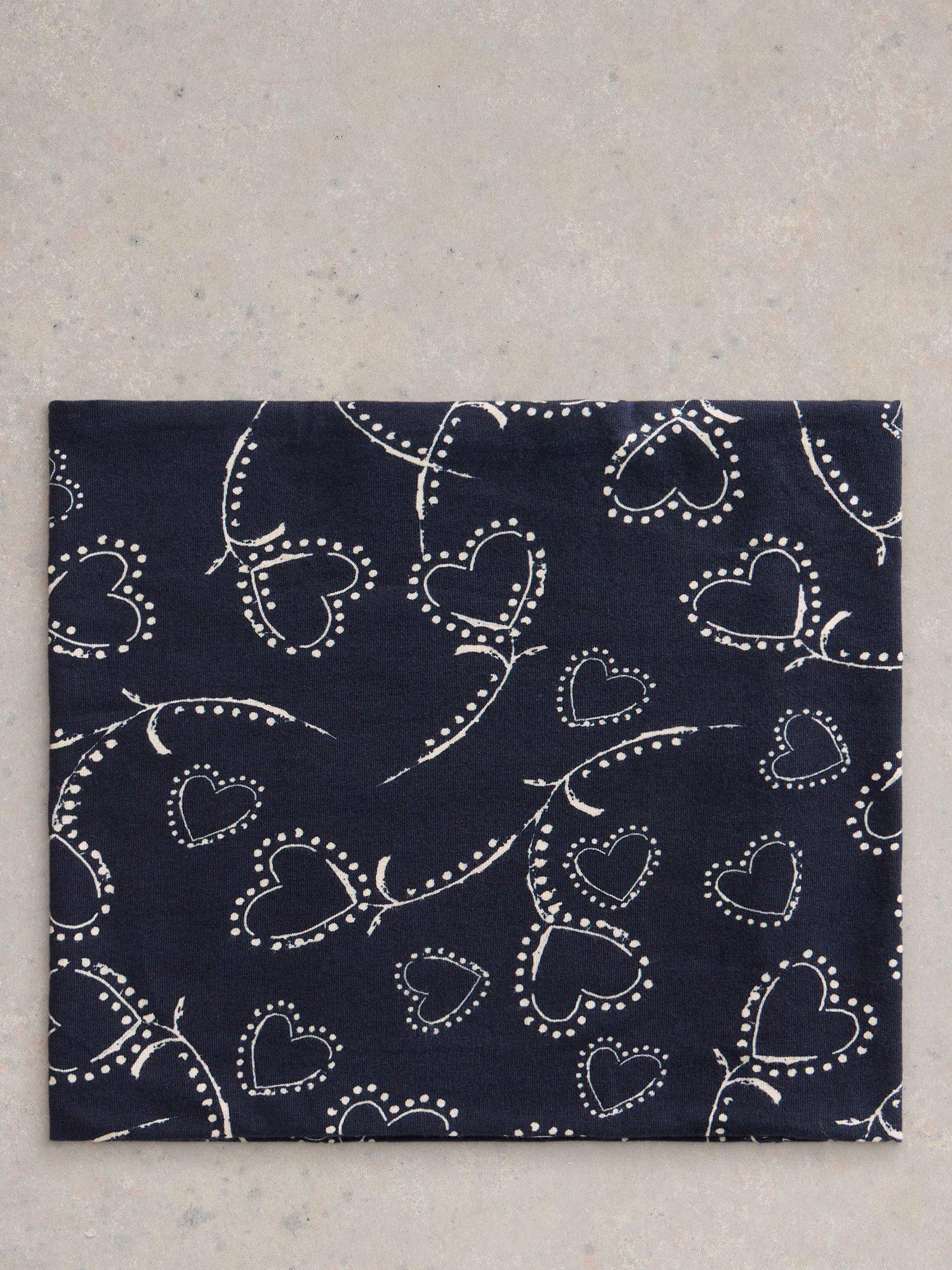 Product image 2 of 4, which shows White Stuff Swirling Heart Versatile Roll Scarf, Navy