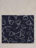 White Stuff Swirling Heart Versatile Roll Scarf, Navy