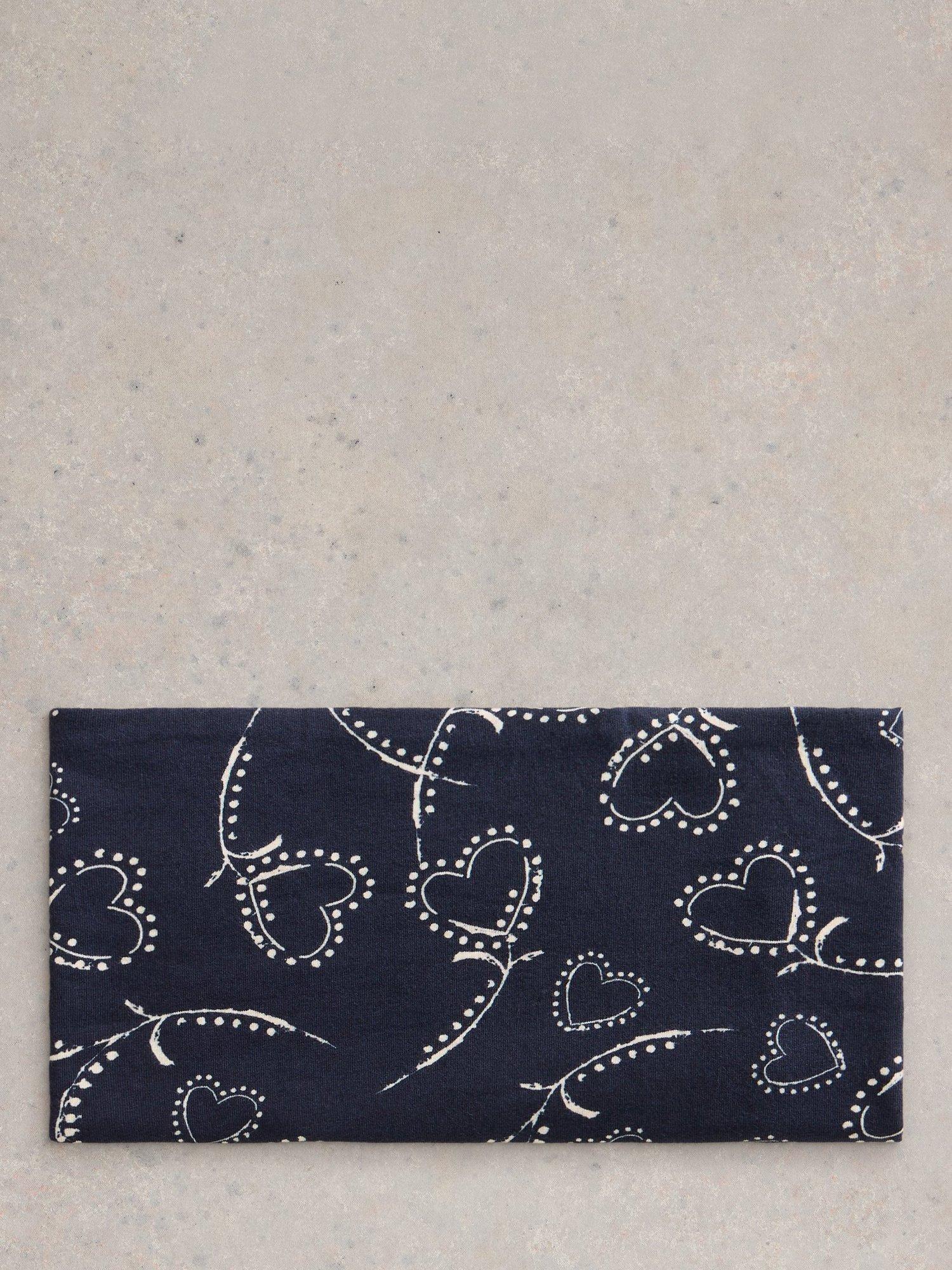 Product image 4 of 4, which shows White Stuff Swirling Heart Versatile Roll Scarf, Navy