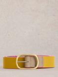 White Stuff Reversible Leather Belt, Yellow/Multi