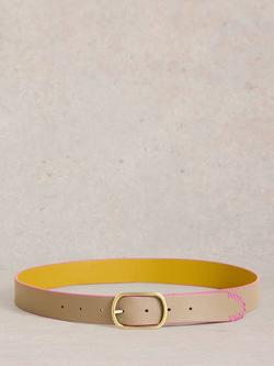 White Stuff Reversible Leather Belt, Yellow/Multi - view 2, Yellow/Multi