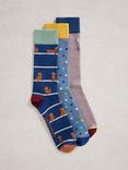 White Stuff Patterned Cotton Blend Socks, Pack of 3