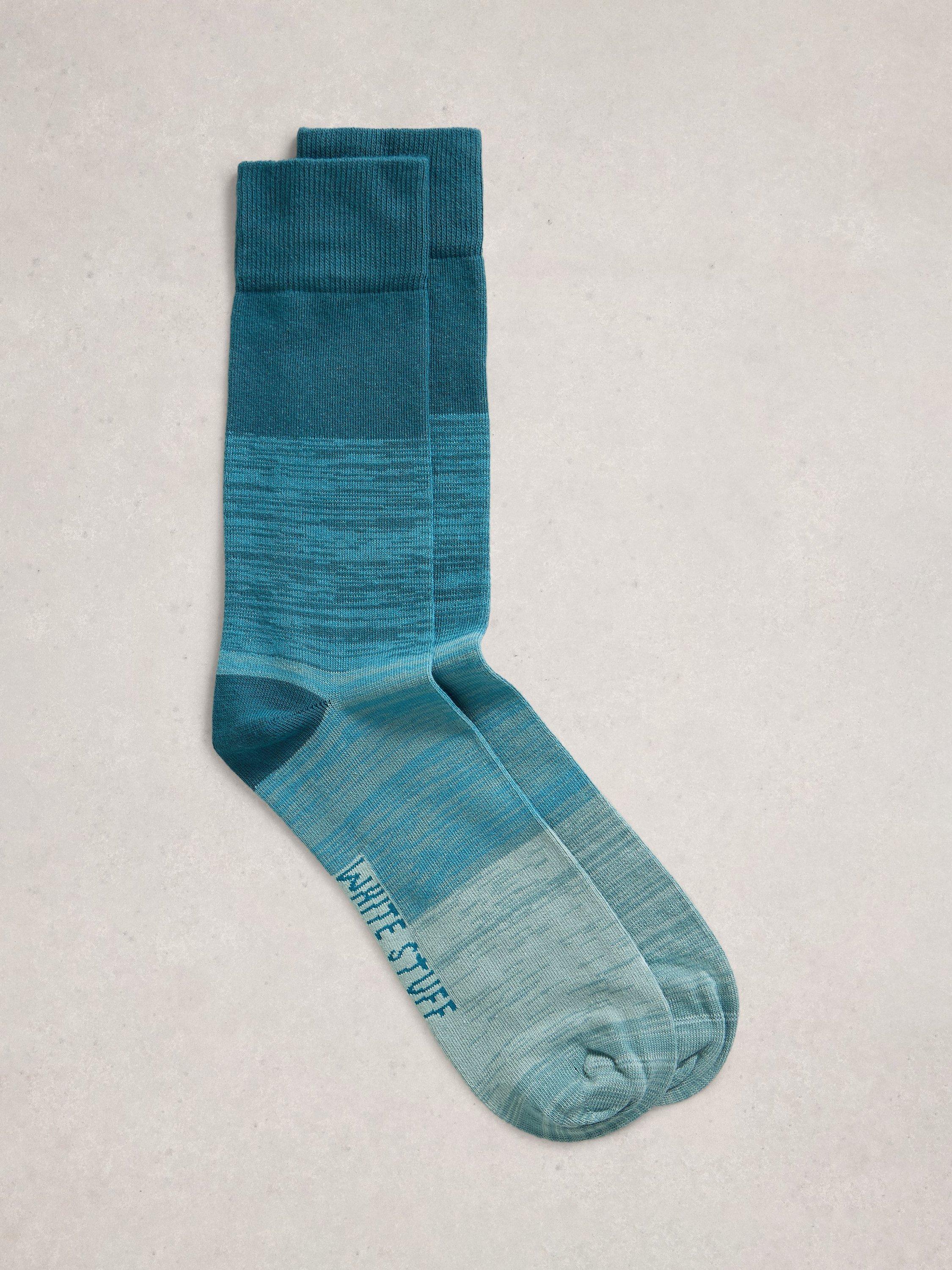 Product image 1 of 2, which shows White Stuff Spacedye Cotton Blend Socks, Blue/Multi, 7-8.5