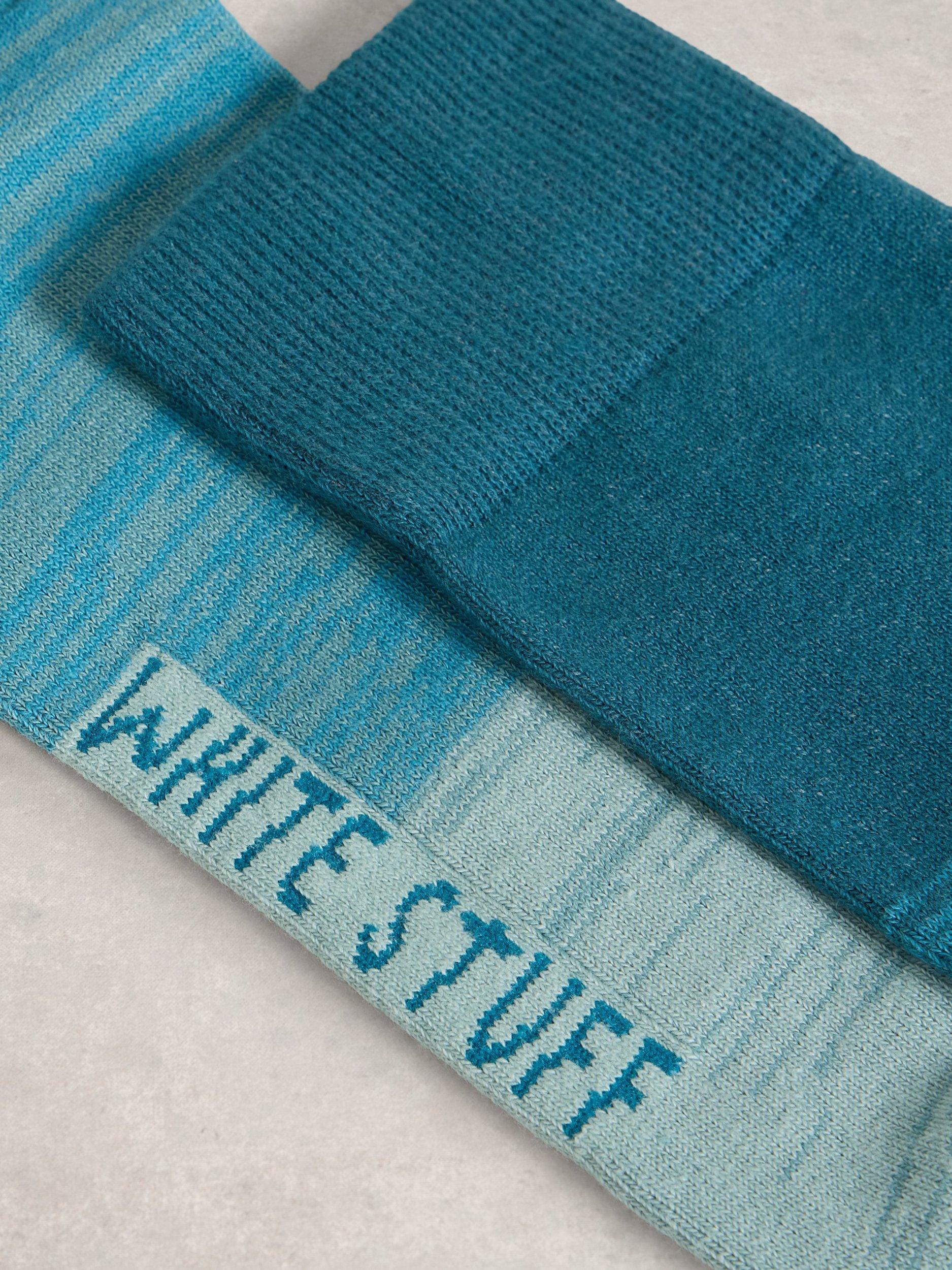 Product image 2 of 2, which shows White Stuff Spacedye Cotton Blend Socks, Blue/Multi, 7-8.5