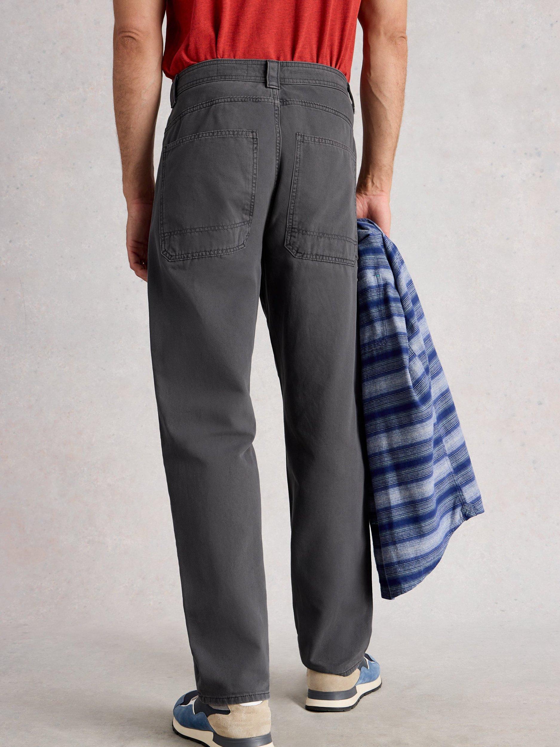 Product image 2 of 6, which shows White Stuff Crantock Straight Cotton Chino Trousers, Dark Grey, 30S