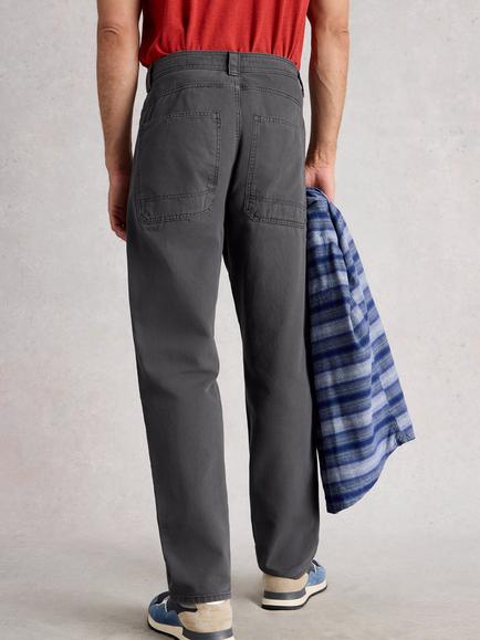 White Stuff Crantock Straight Cotton Chino Trousers - view 2, Dark Grey