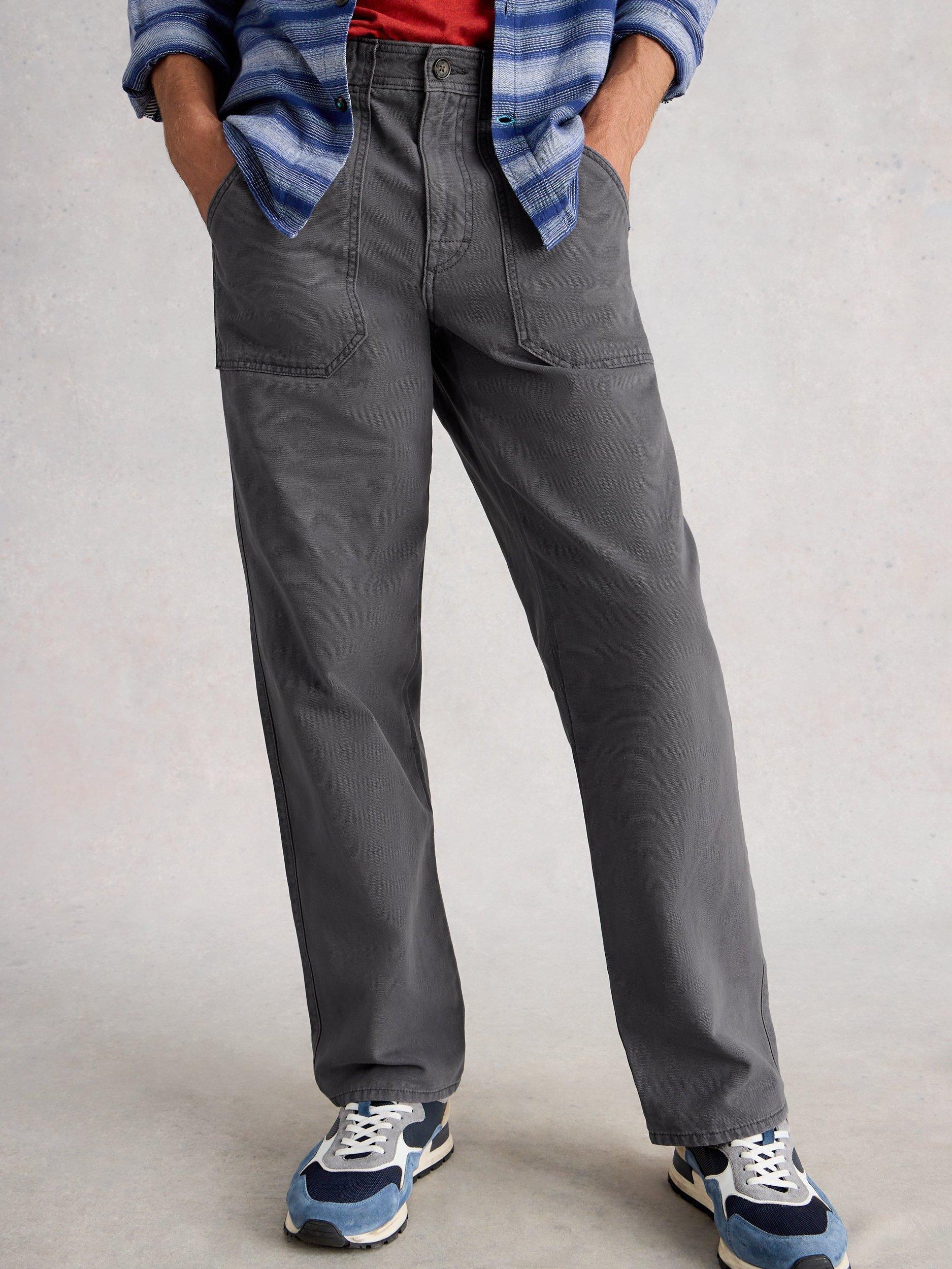 Product image 4 of 6, which shows White Stuff Crantock Straight Cotton Chino Trousers, Dark Grey, 30S