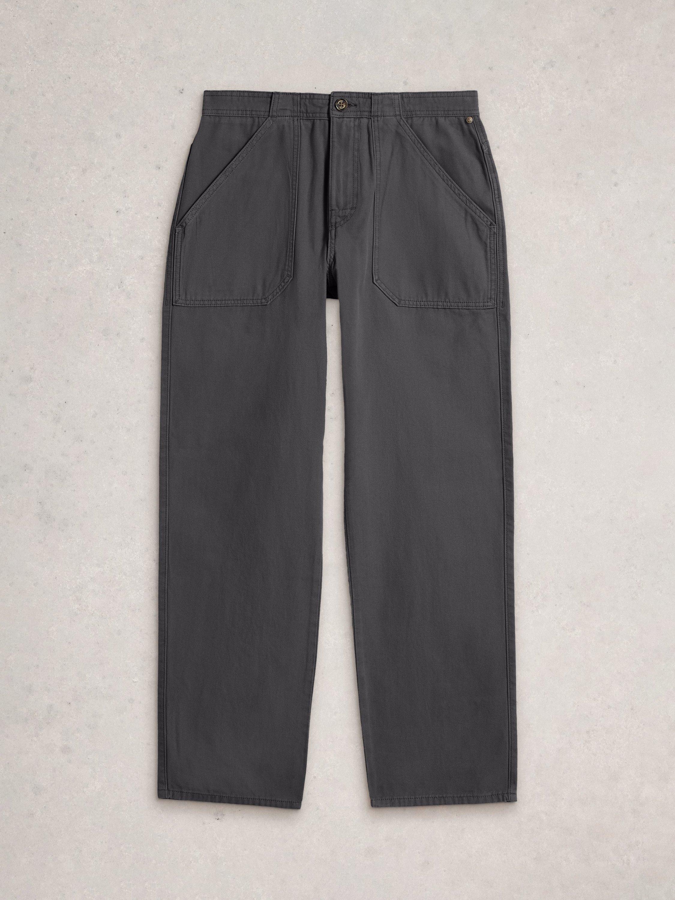 Product image 5 of 6, which shows White Stuff Crantock Straight Cotton Chino Trousers, Dark Grey, 30S