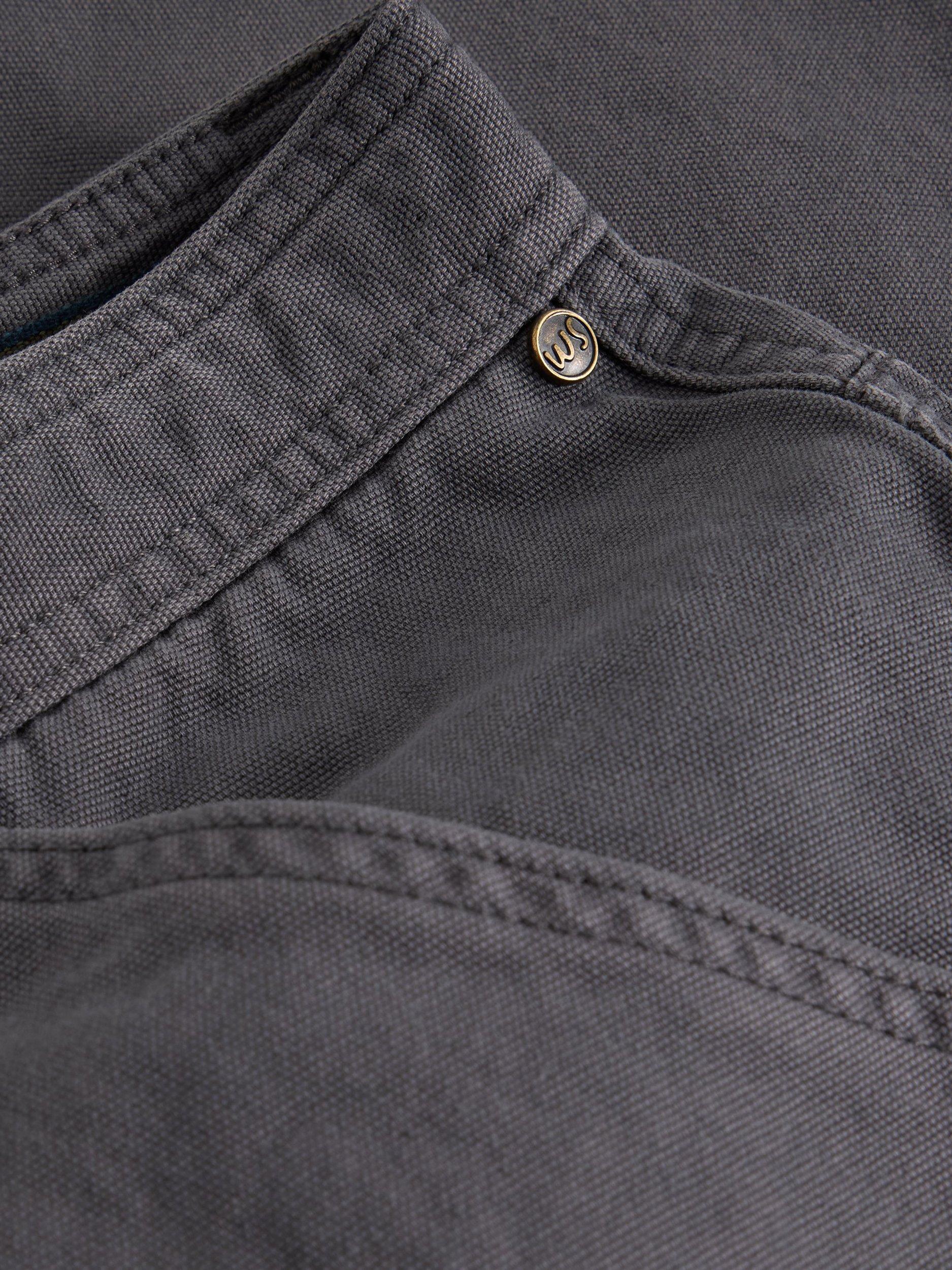 Product image 6 of 6, which shows White Stuff Crantock Straight Cotton Chino Trousers, Dark Grey, 30S