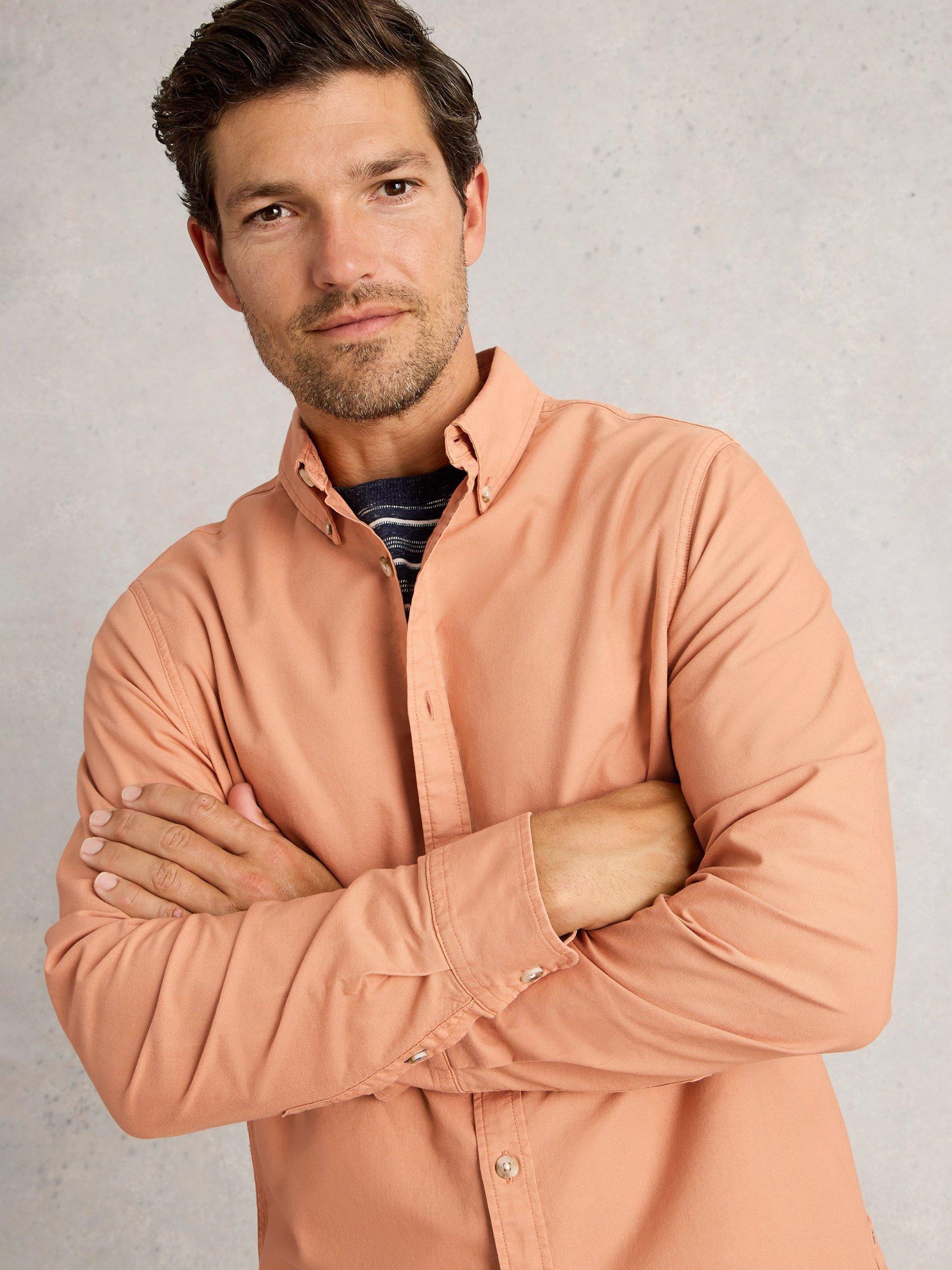 Product image 3 of 6, which shows White Stuff Bruton Long Sleeve Cotton Shirt, Mid Pink, S