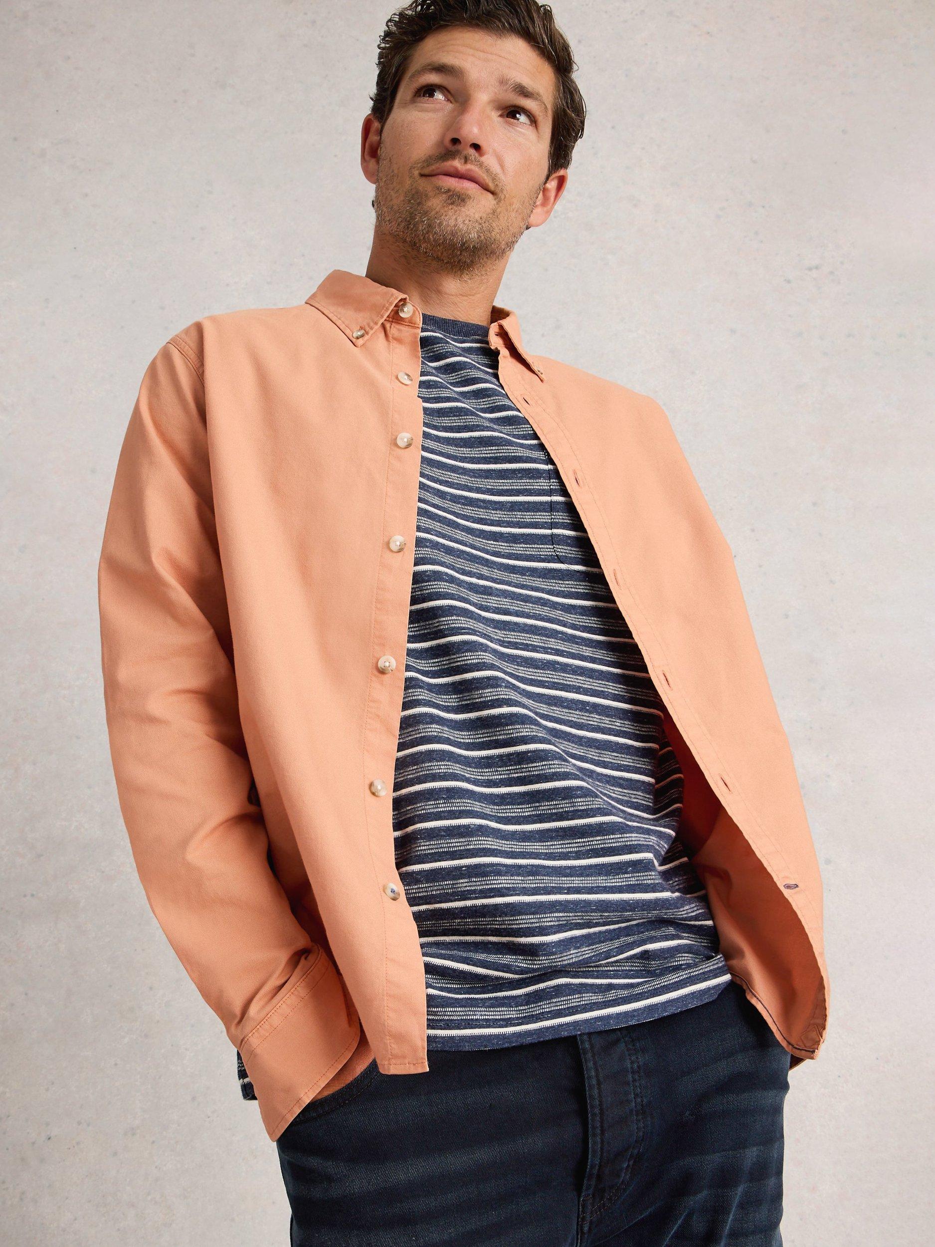 Product image 4 of 6, which shows White Stuff Bruton Long Sleeve Cotton Shirt, Mid Pink, S