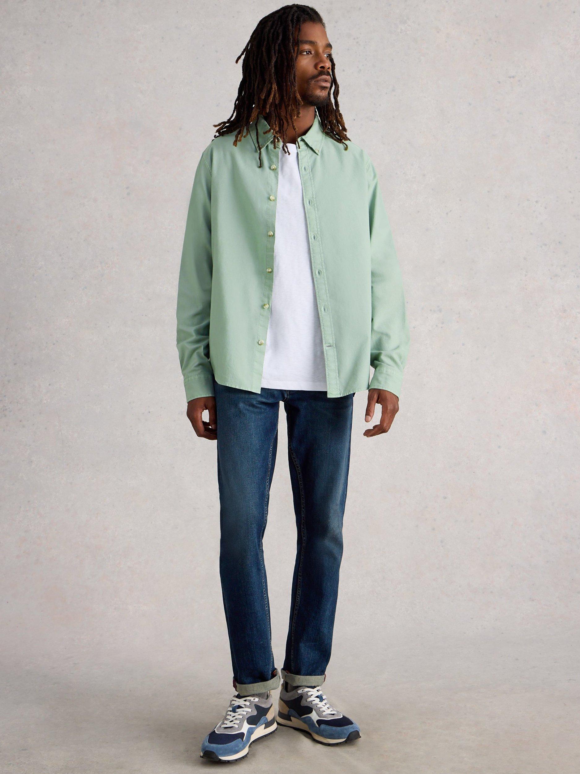 Product image 1 of 6, which shows White Stuff Bruton Long Sleeve Cotton Shirt, Light Green, S