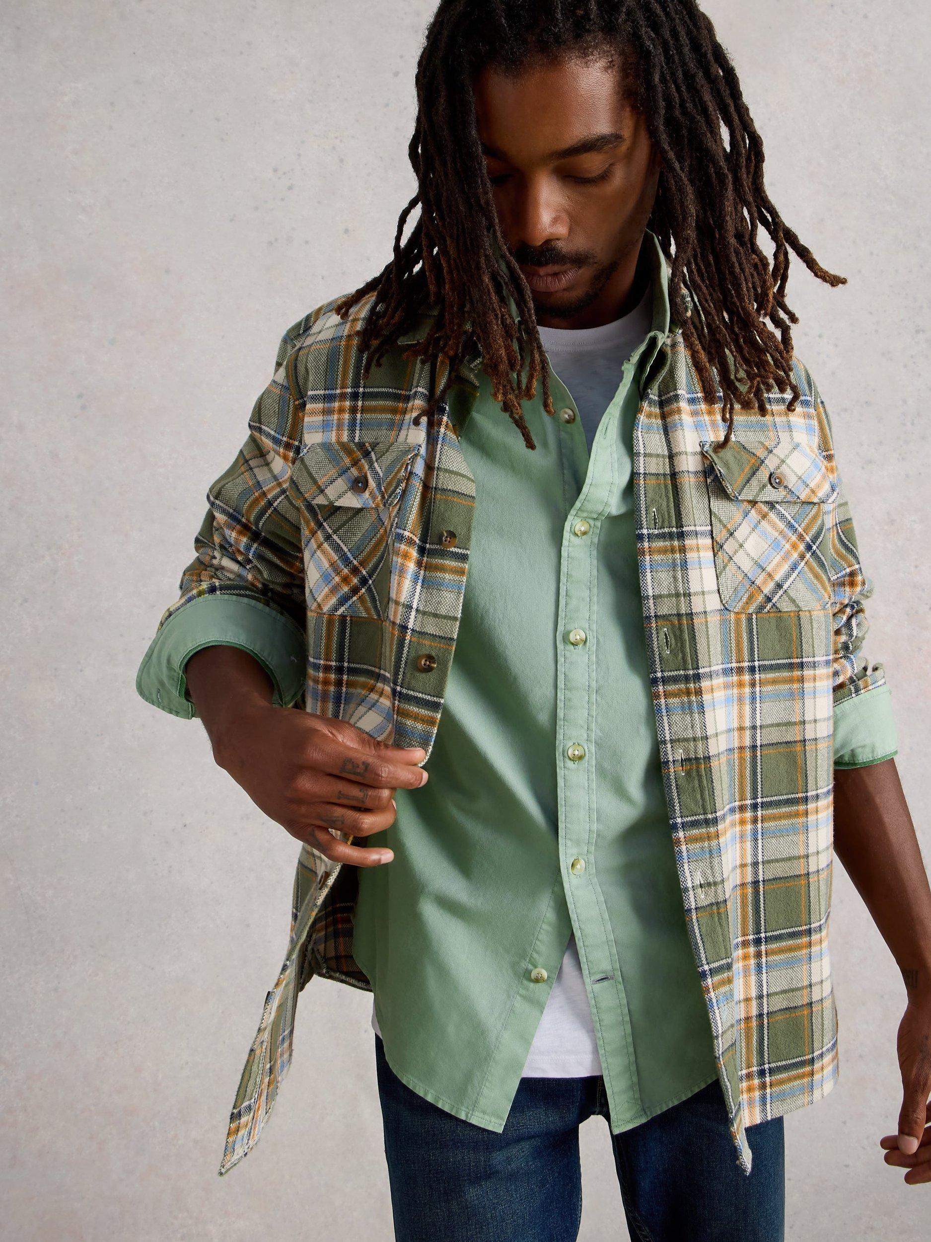 Product image 4 of 6, which shows White Stuff Bruton Long Sleeve Cotton Shirt, Light Green, S