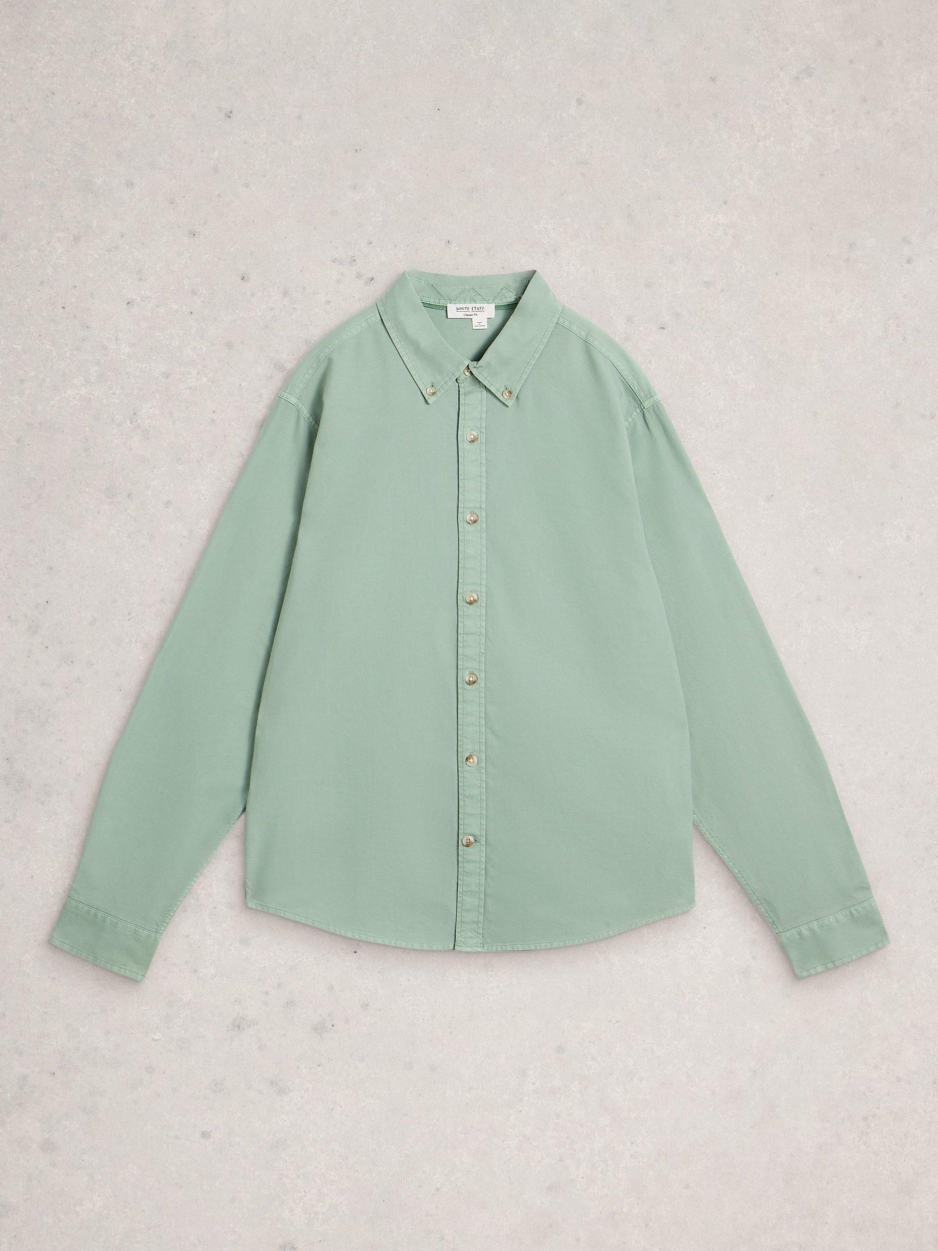 Product image 5 of 6, which shows White Stuff Bruton Long Sleeve Cotton Shirt, Light Green, S