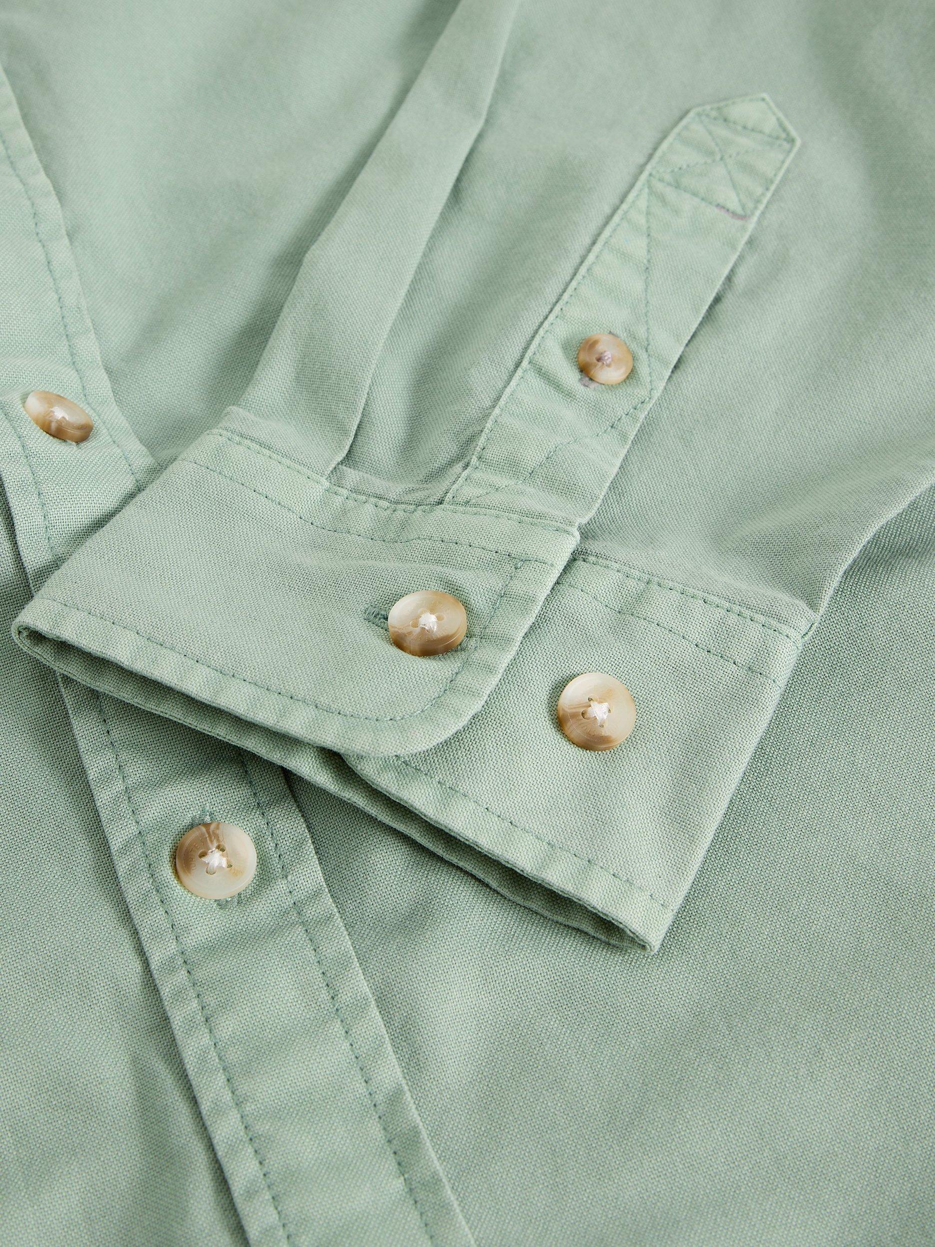 Product image 6 of 6, which shows White Stuff Bruton Long Sleeve Cotton Shirt, Light Green, S