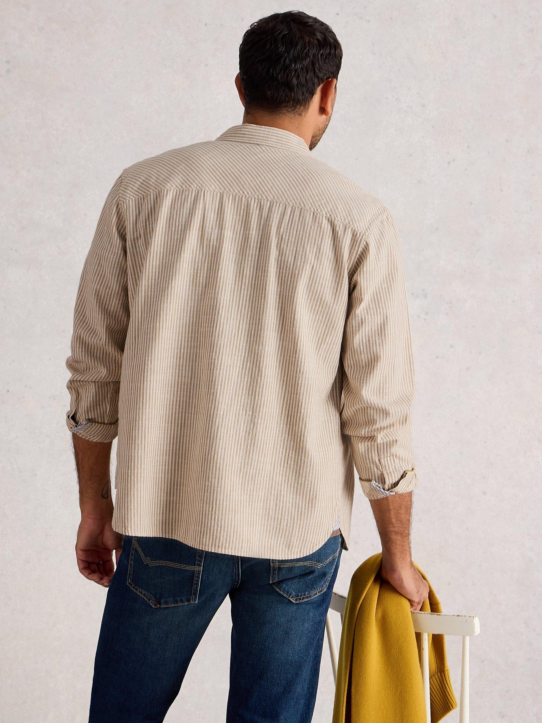 Product image 2 of 6, which shows White Stuff Cotton Regular Fit Stripe Shirt, Light Natural, XS