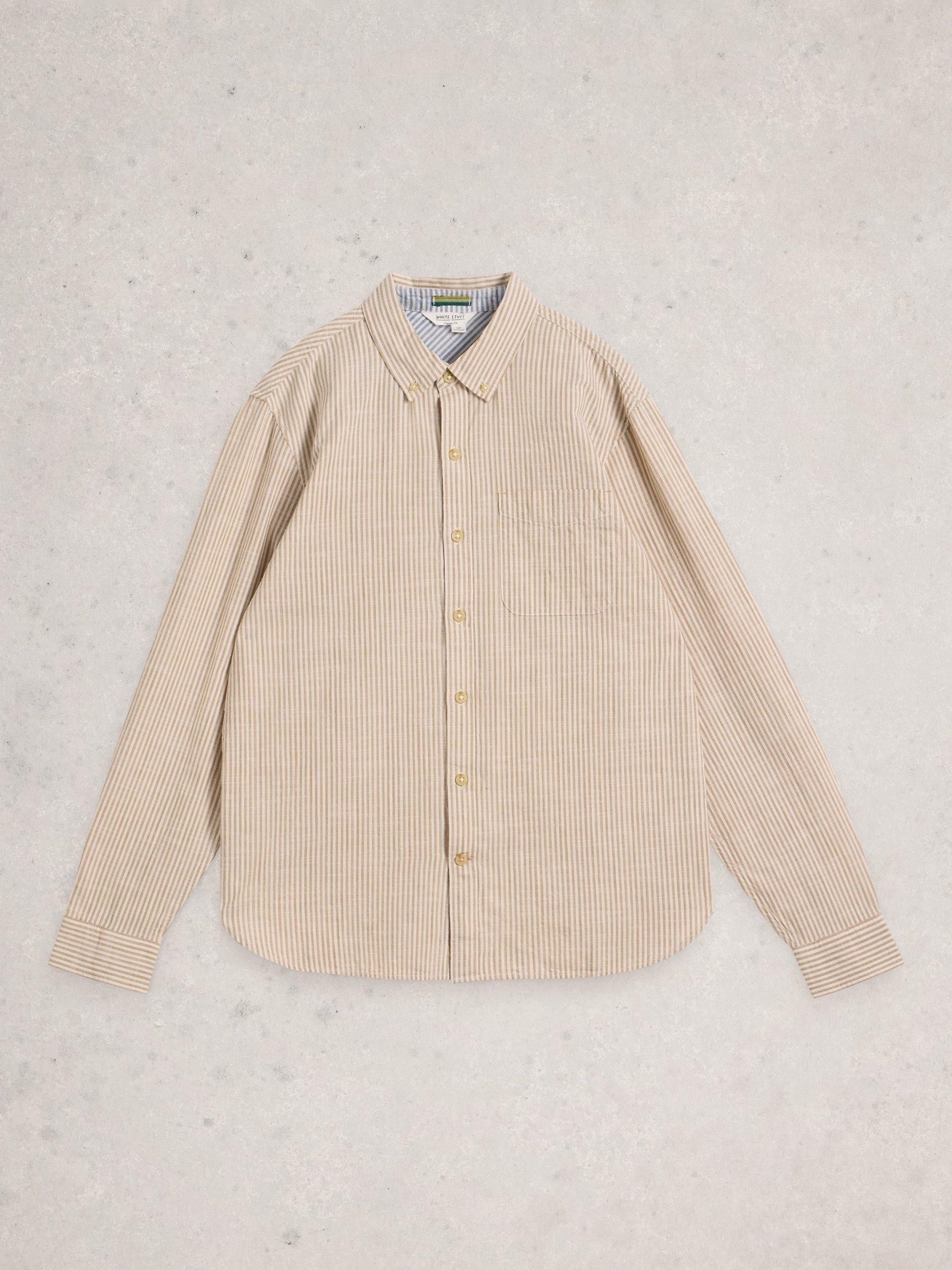 Product image 5 of 6, which shows White Stuff Cotton Regular Fit Stripe Shirt, Light Natural, XS