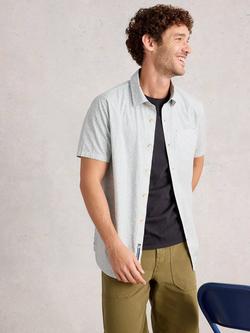 White Stuff Finsbury Cotton Regular Fit Geometric Shirt, Blue, Blue