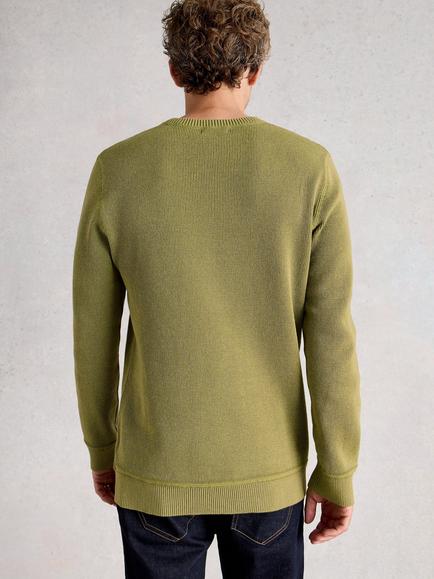 White Stuff Attadale Crew Neck Jumper, Khaki Green - view 2, Khaki Green