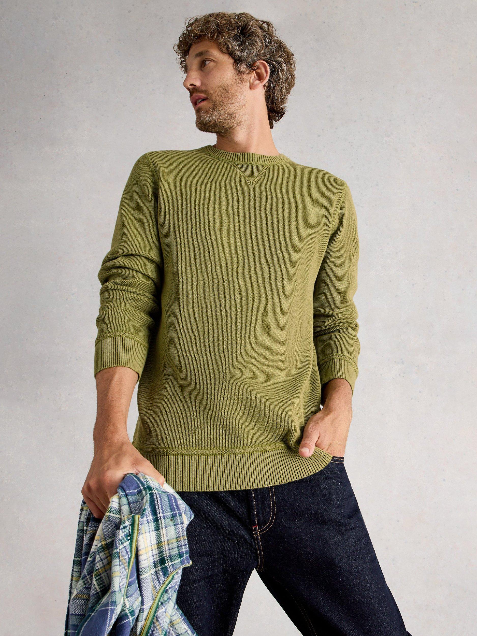 Product image 4 of 6, which shows White Stuff Attadale Crew Neck Jumper, Khaki Green, XXS