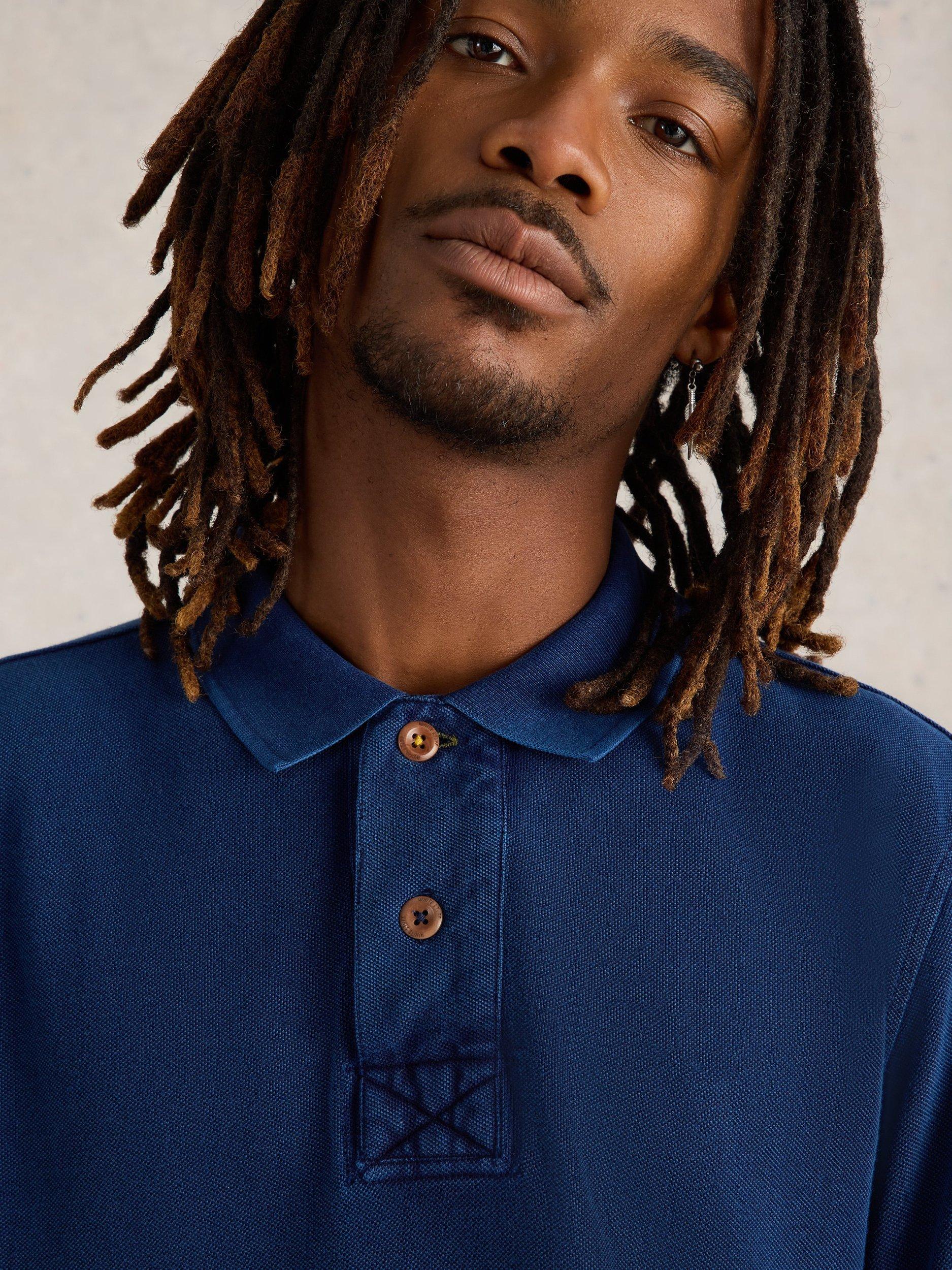 Product image 3 of 6, which shows White Stuff Long Sleeve Utility Polo Shirt, Deep Blue, M Reg