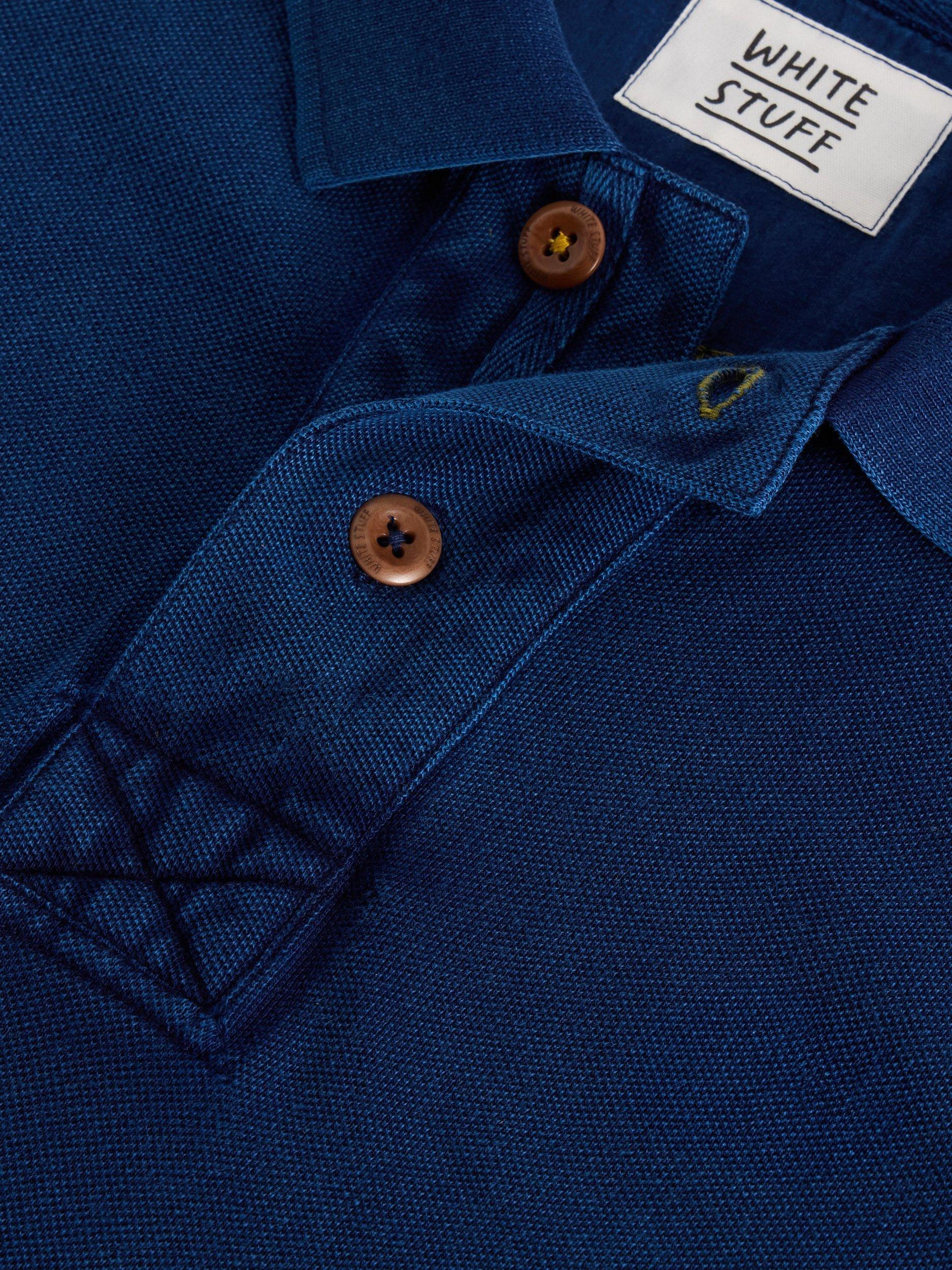 Product image 6 of 6, which shows White Stuff Long Sleeve Utility Polo Shirt, Deep Blue, M Reg