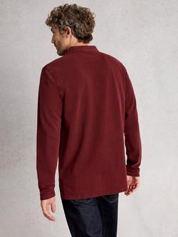 White Stuff Cotton Long Sleeve Polo Shirt - view 2, Dark Plum
