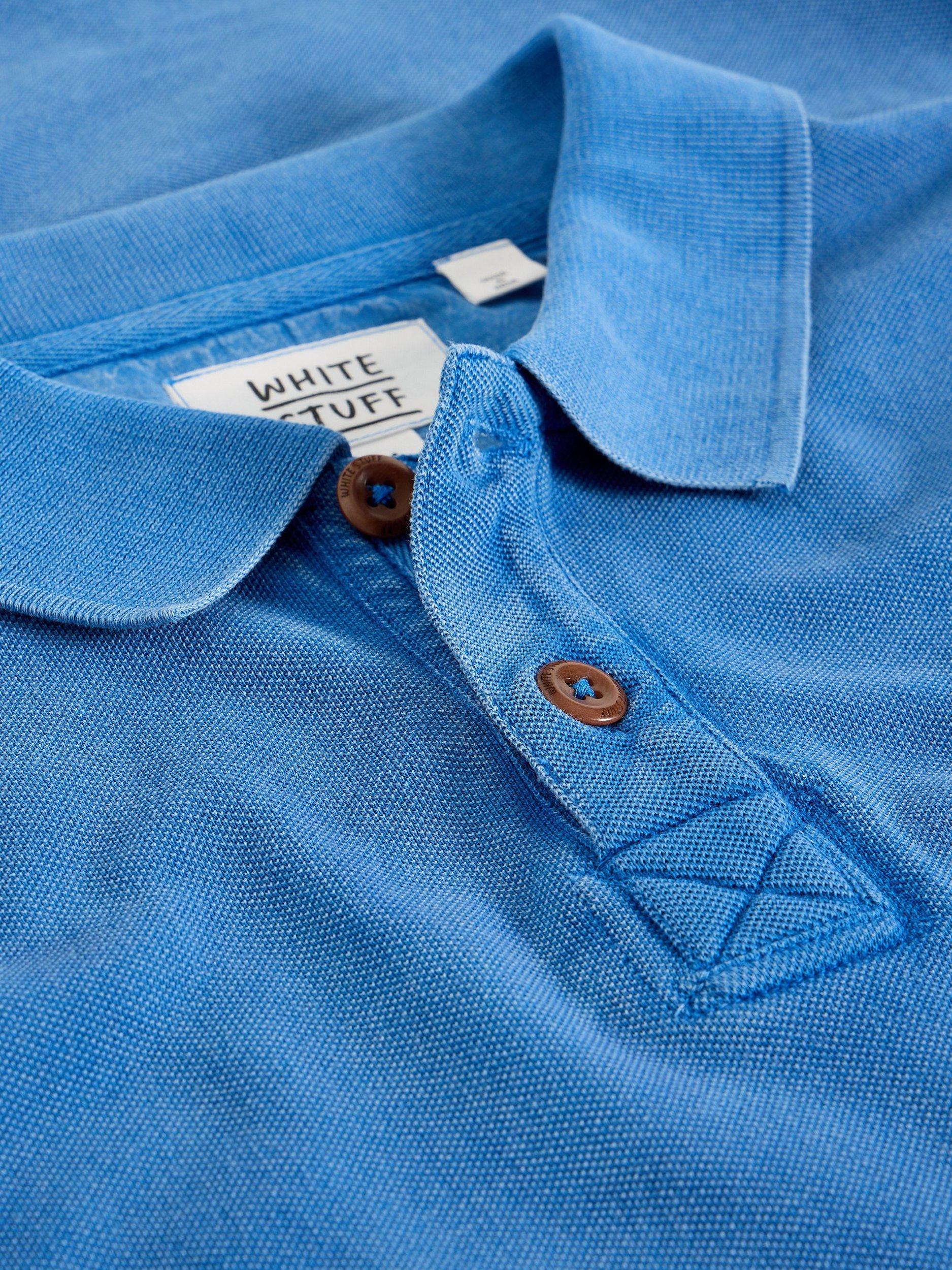 Product image 6 of 6, which shows White Stuff Long Sleeve Utility Polo Shirt, Mid Blue, XS Reg
