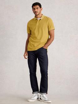White Stuff Cotton Regular Fit Short Sleeve Utility Polo Shirt, Mid Yellow, Mid Yellow