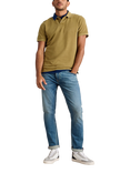 White Stuff Cotton Regular Fit Short Sleeve Utility Polo Shirt, Khaki Grn