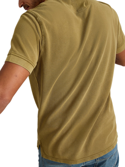 White Stuff Cotton Regular Fit Short Sleeve Utility Polo Shirt - view 2, Khaki Grn