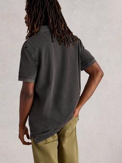 White Stuff Utility Short Sleeve Washed Cotton Polo Shirt, Washed Black - view 2, Washed Black