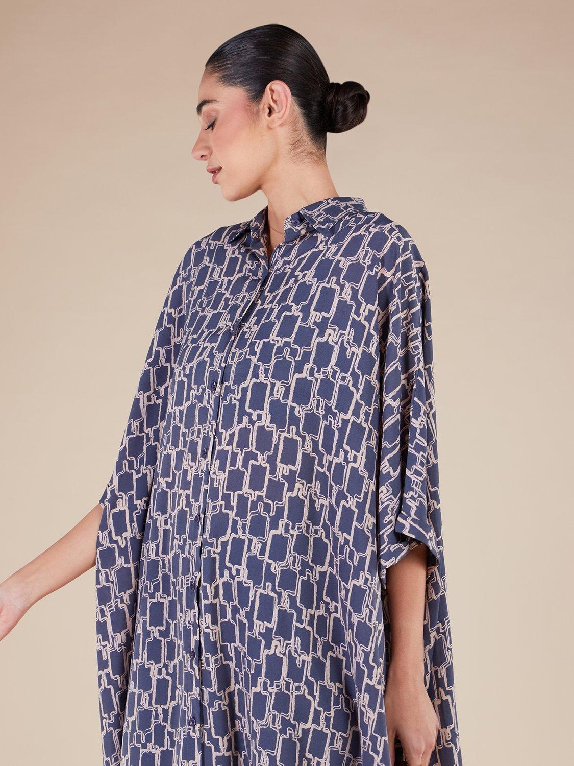 Product image 4 of 4, which shows Aab Graphic Shirt Kaftan, Blue/Multi, S Reg