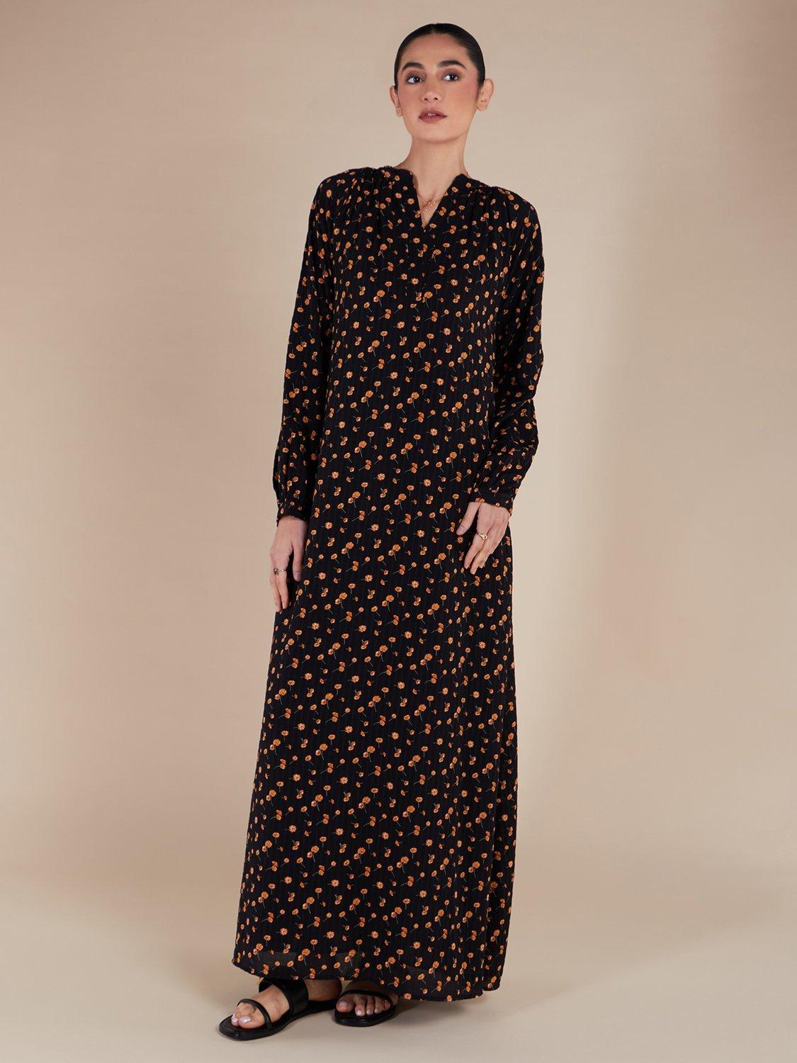 Product image 2 of 3, which shows Aab Buttercup Floral Maxi Dress, Black, S Reg