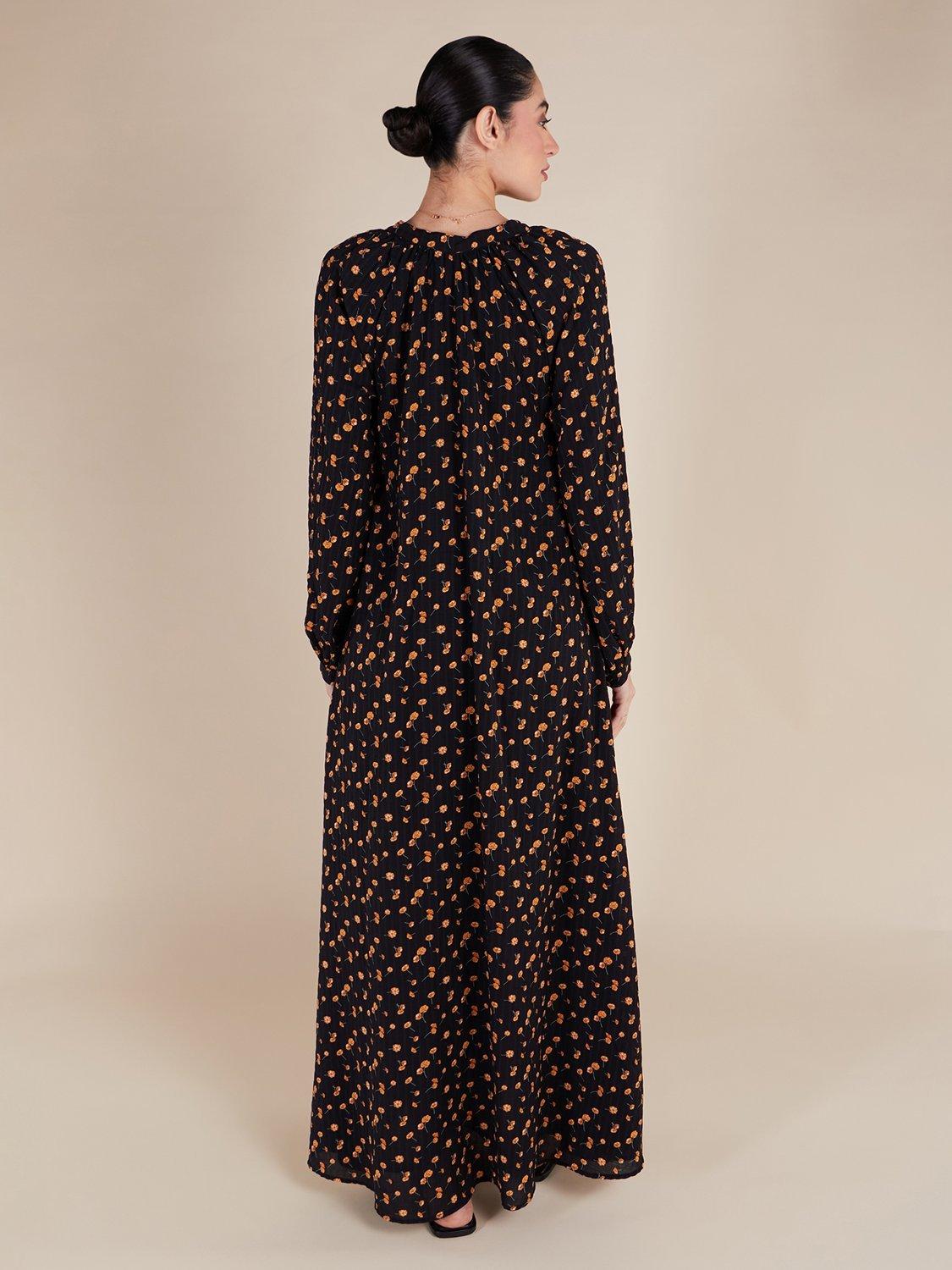 Product image 3 of 3, which shows Aab Buttercup Floral Maxi Dress, Black, S Reg