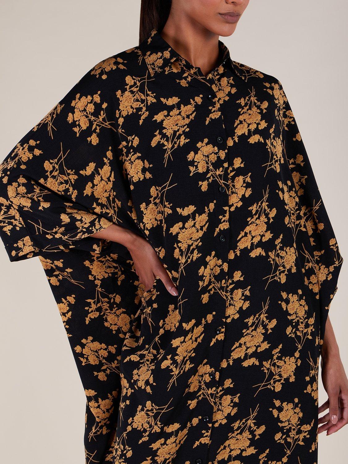 Product image 3 of 3, which shows Aab Floral Shirt Maxi Dress, Yellow/Multi, S Reg