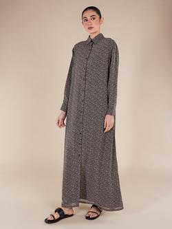 Aab Micro Floral Shirt Maxi Dress, Yellow/Multi - view 2, Yellow/Multi