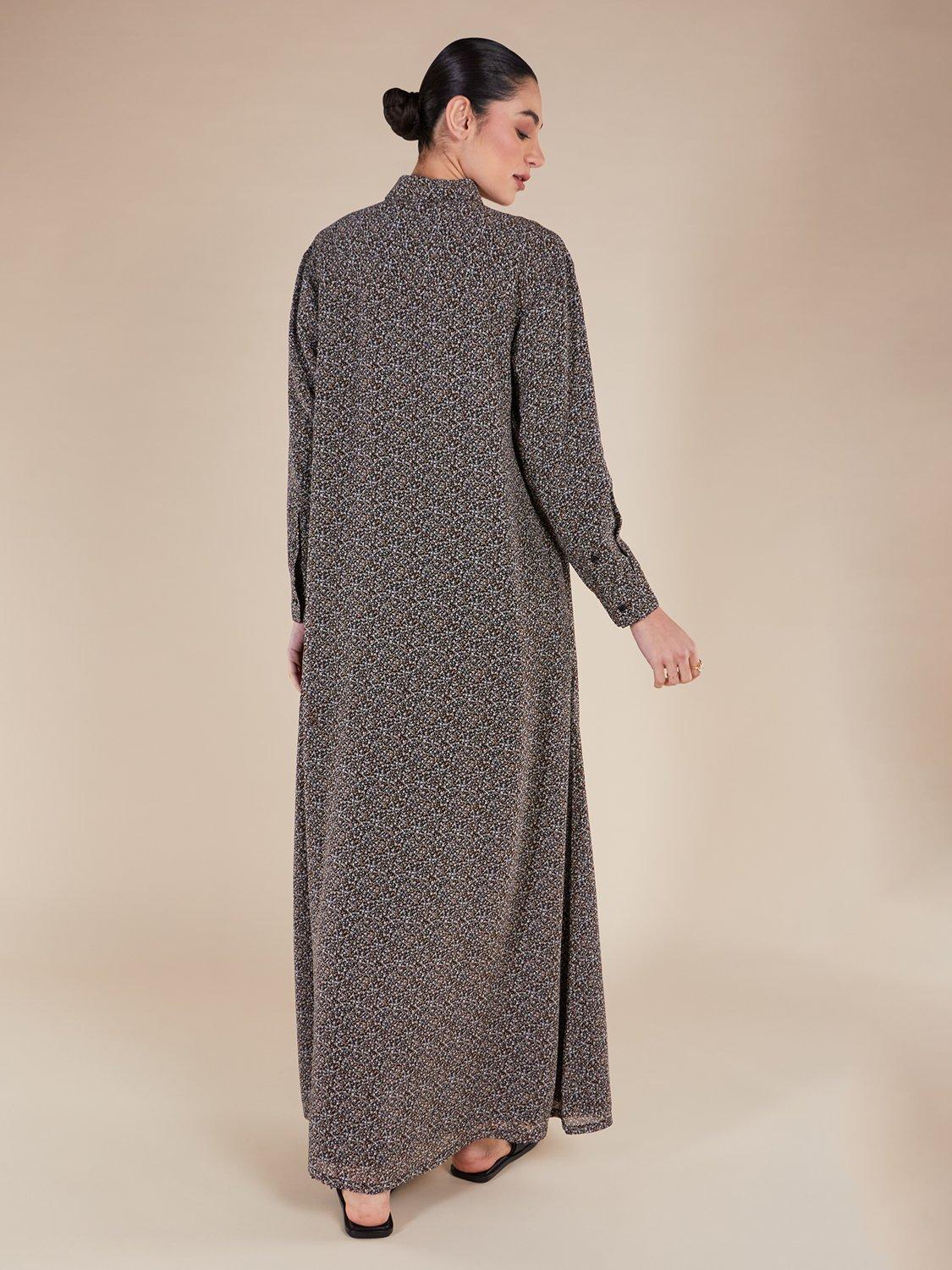 Product image 3 of 4, which shows Aab Micro Floral Shirt Maxi Dress, Yellow/Multi, S Reg