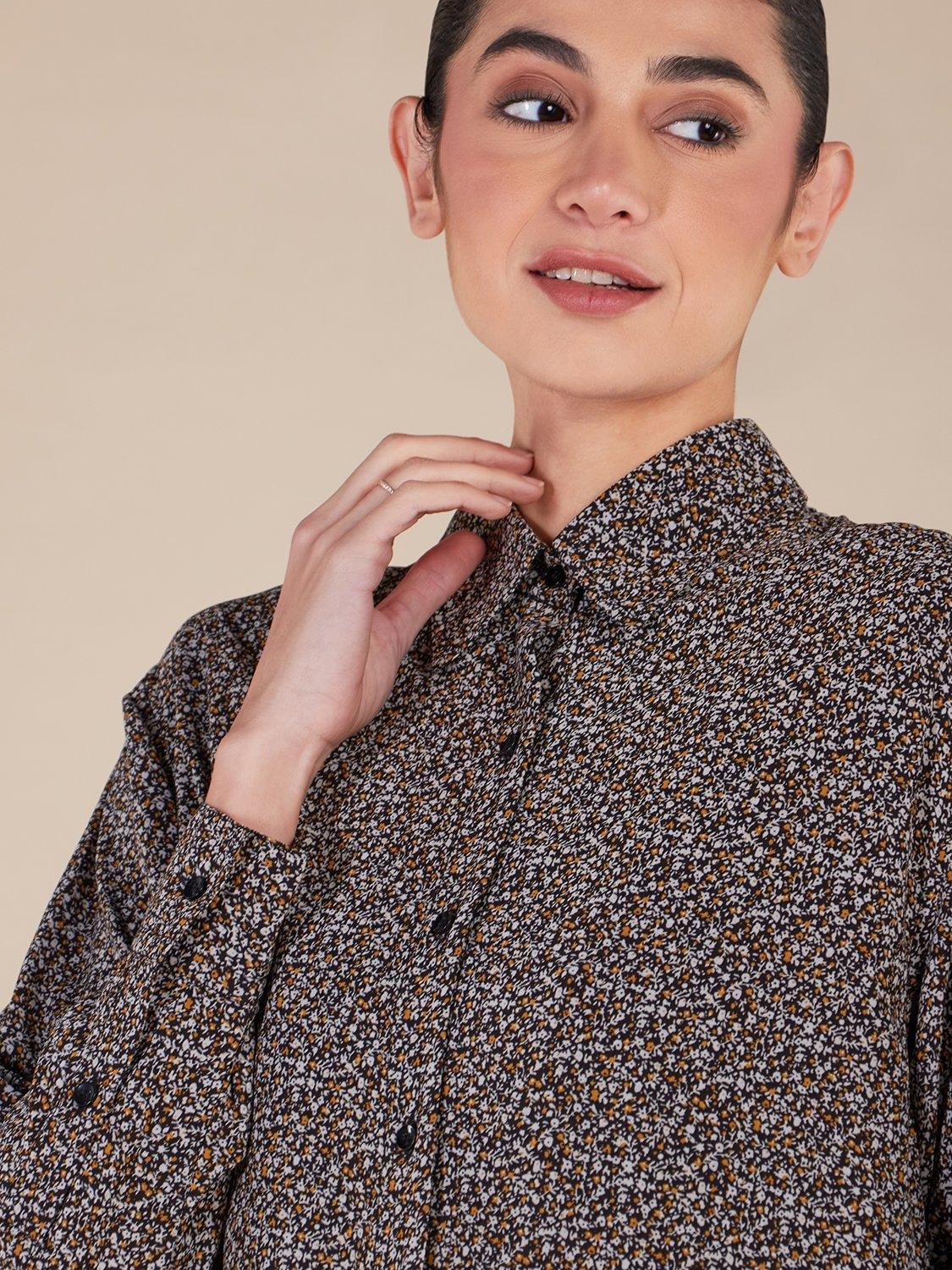Product image 4 of 4, which shows Aab Micro Floral Shirt Maxi Dress, Yellow/Multi, S Reg