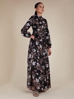 Aab Floral Shirt Maxi Dress, Black Multi Black, Black Multi Black