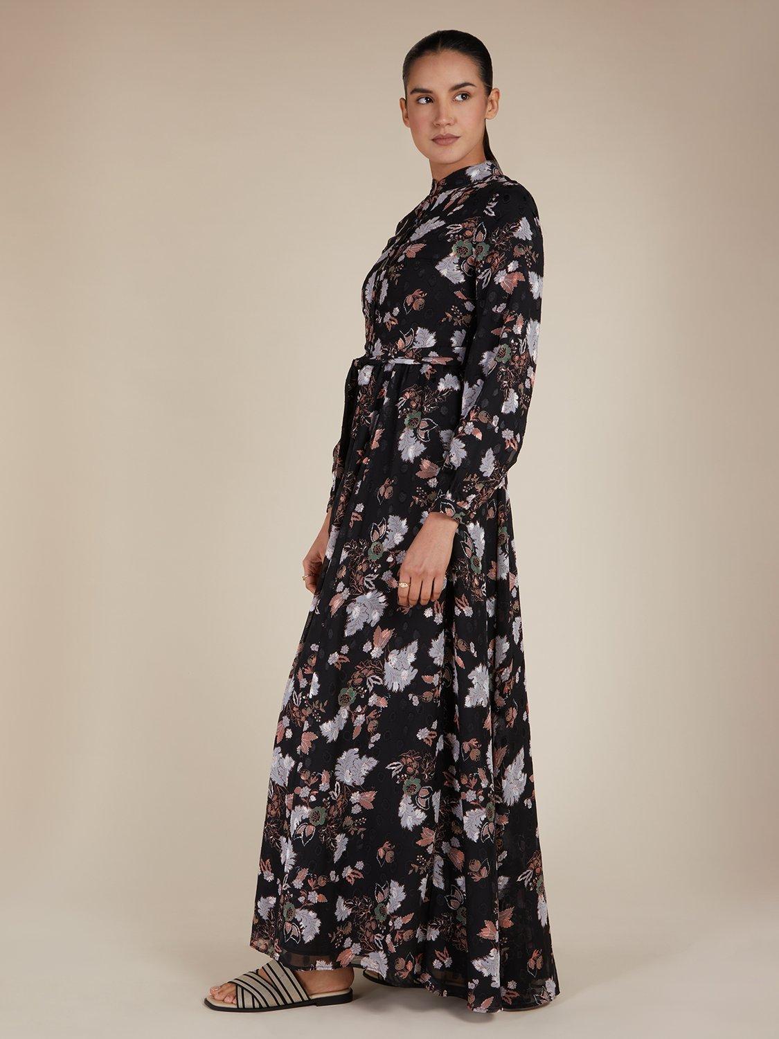 Product image 2 of 5, which shows Aab Floral Shirt Maxi Dress, Black Multi Black, S Reg
